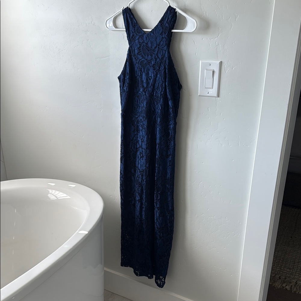 Sam Edelman Navy Lace Prom Dress